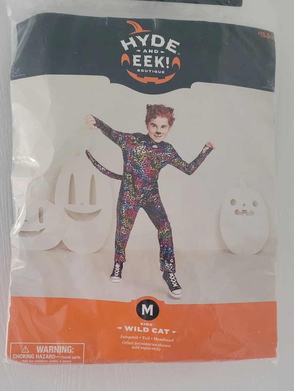 Kid UNISEX Wild Cat Rainbow Foil Leopard Halloween Costume Jumpsuit Size 8